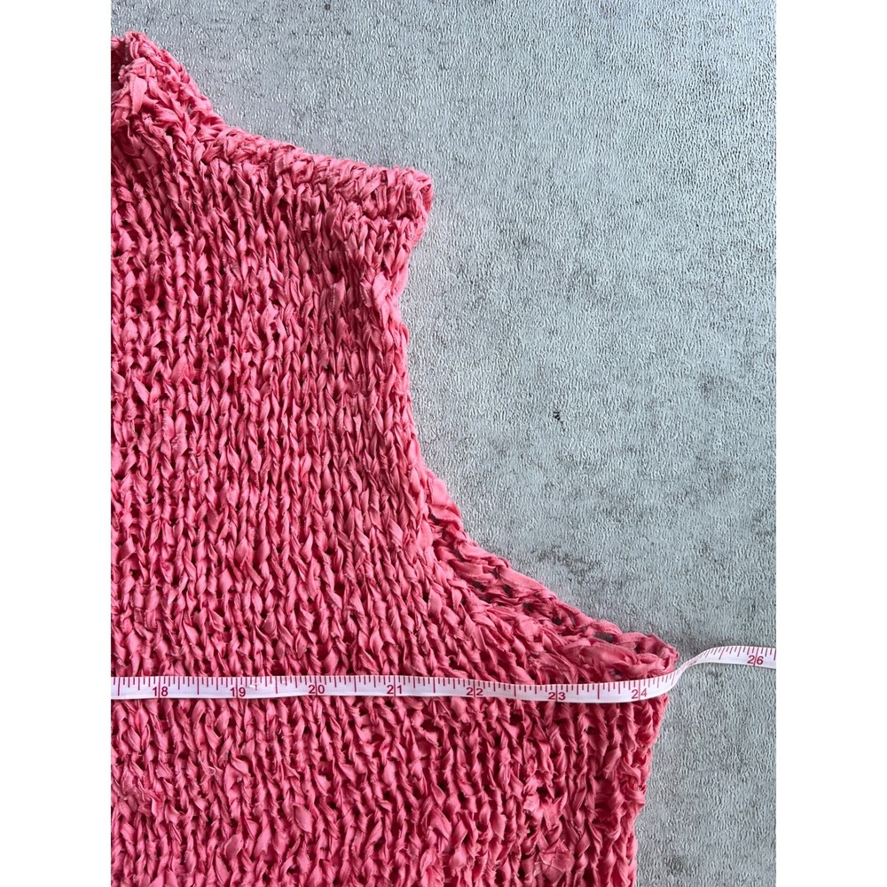 Vintage Mary Jane Marcasiano Silk Ribbon‎ Knit Tank Top Small Pink Mock 90s Y2K - Picture 6 of 7